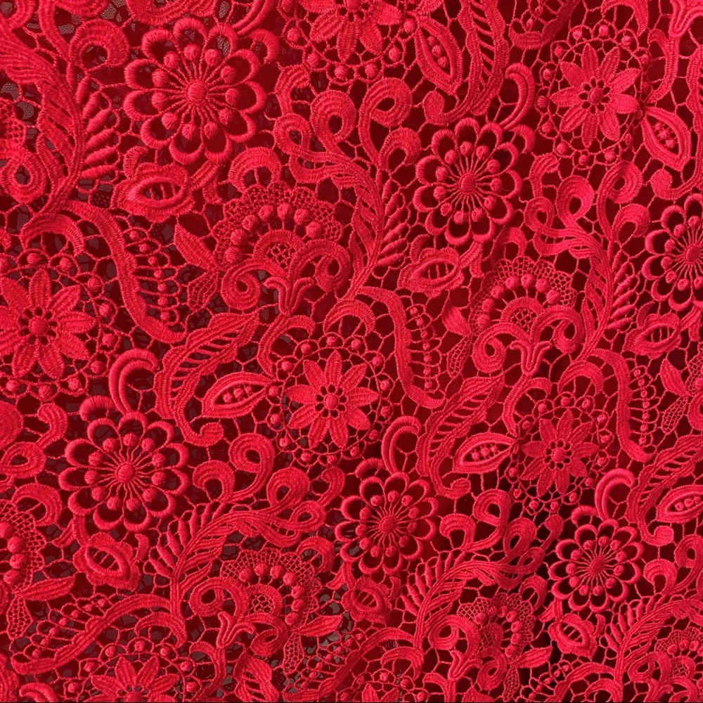 Valentino Garavani RTW Collection Red Guipure Lace Long Maxi Skirt Dress 10 L - Picture 4 of 11